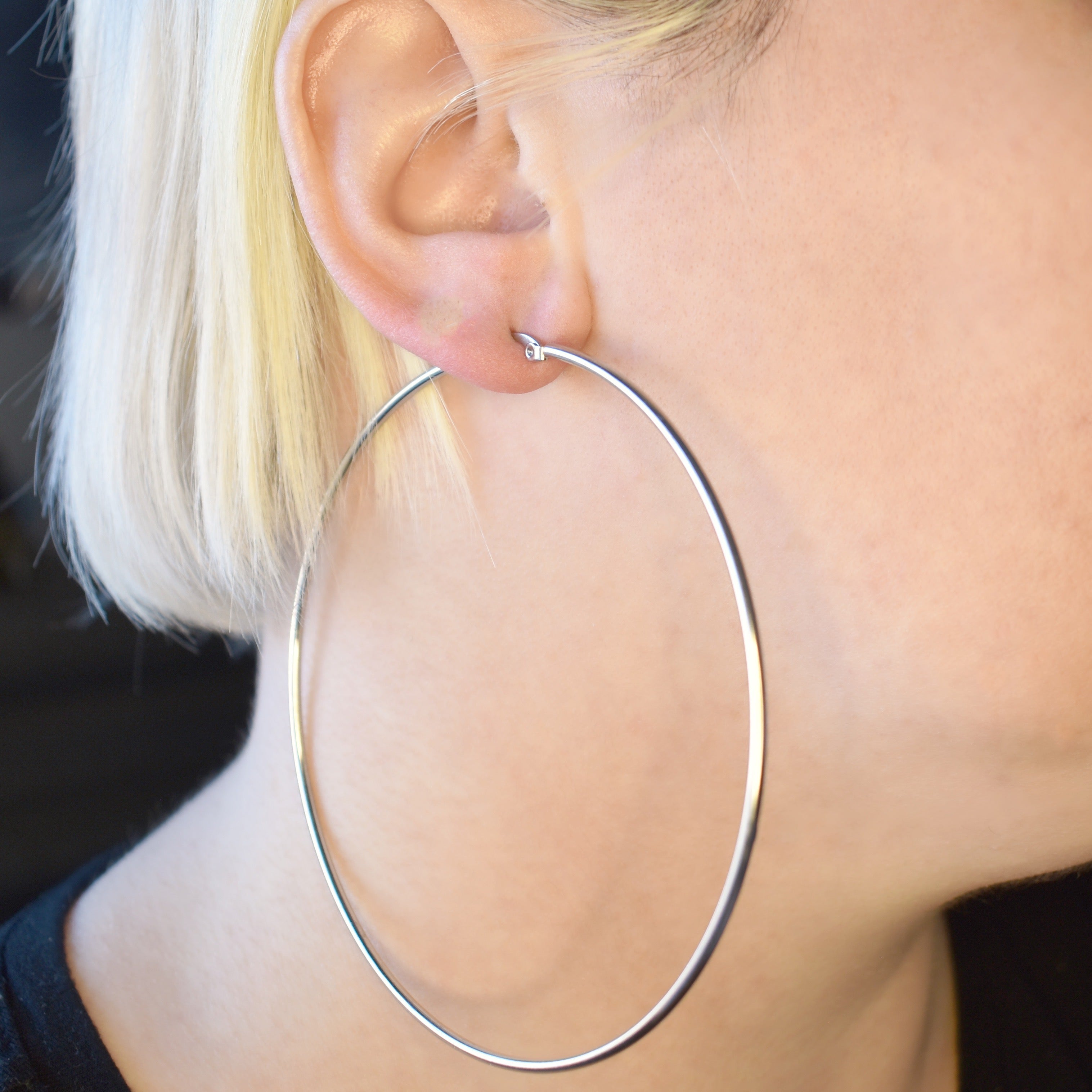 Thick Silver Hoops 